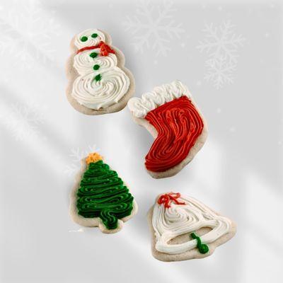 Buttercream iced cutout cookies. Seasonal themed