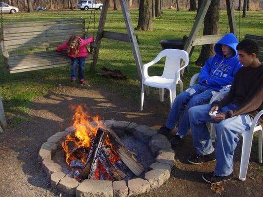 Campfire pit centrally located and we supply the wood.