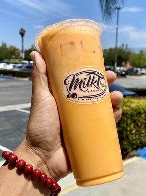 Thai tea. No sweet. No boba. Good stuff!