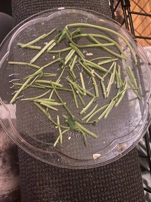 Salad was full of cilantro stems.