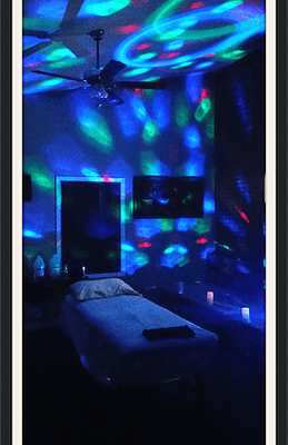 We use strobe lighting during our body rub sessions. It's definitely a good twist to everything.