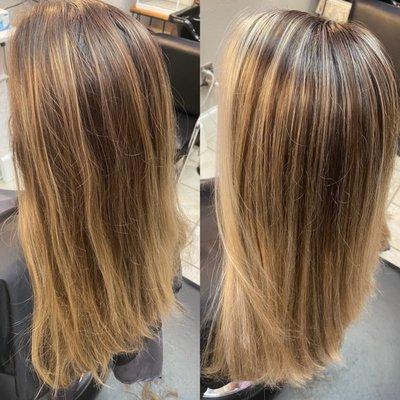 Before and after balayage touch up