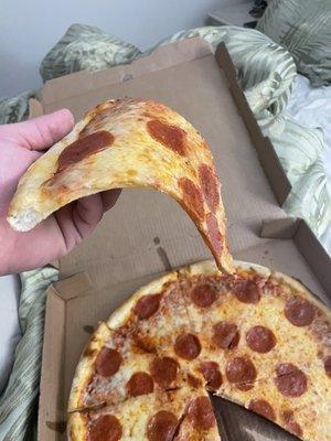 Floppy pepperoni pizza