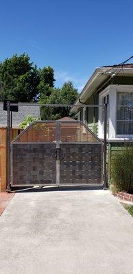 Driveway gate, natural finish