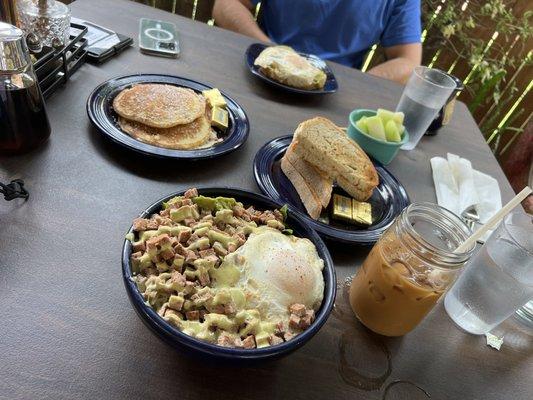 Breakfast Bowl, Mini Pancakes, cold brew