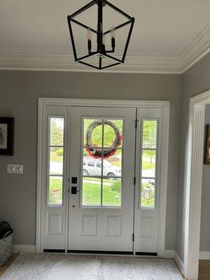 This is the inside of the front door. I love that we went with white on the inside and black on the outside.