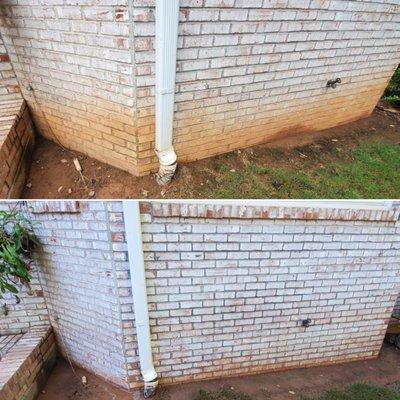 red clay removal on white brick