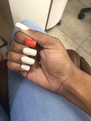 Right hand natural nails (dip manicure)