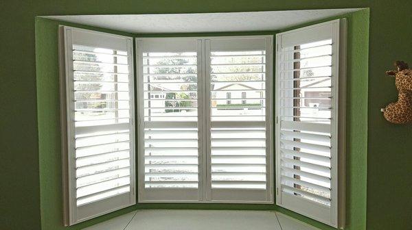 PolyResin Shutters with 3 1/2" Louvers and clearview feature.