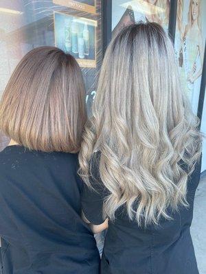 Cool beige and ash grey hair