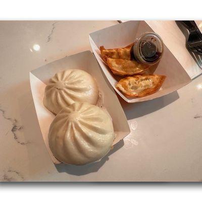 Fried Dumplings - Chicken (3) and BBQ Pork Steamed Buns (2)