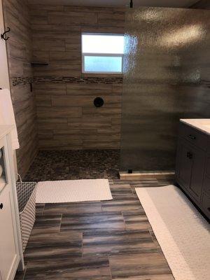 Tile floor and shower