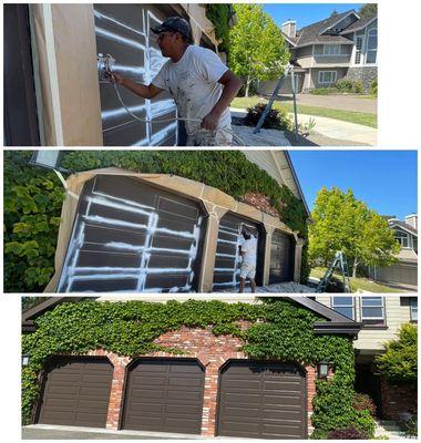 Garage door prep we spray thanks God all customer happy