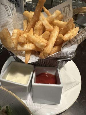 French Fries with Garlic Aioli and Ketchup