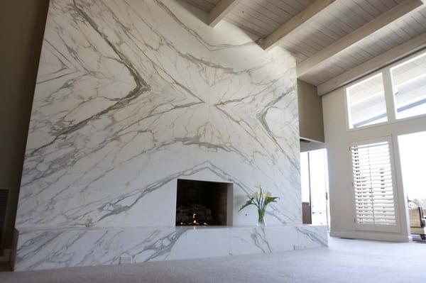 Calacatta marble fireplace