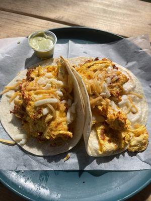 Chorizo, egg, and cheese tacos