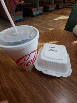 Gag "To-go" meal for my brother; thanks for hooking me up Hailey.