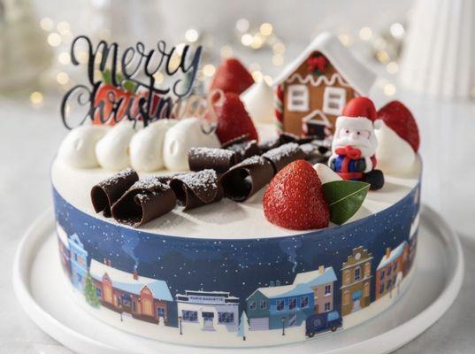 Winter Village Chocolate Strawberry Soft Cream Cake