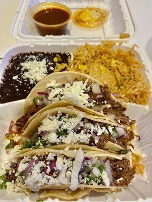 Birria tacos - 3 pack with drink and tip close to $20