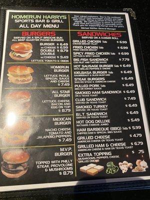 Menu front