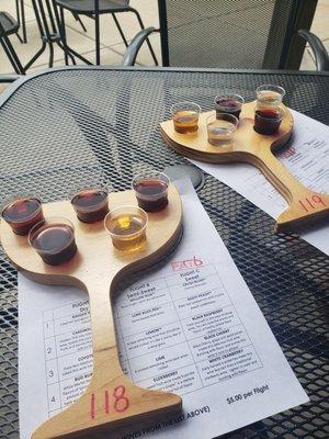 Flights of semi sweet and sweet wines