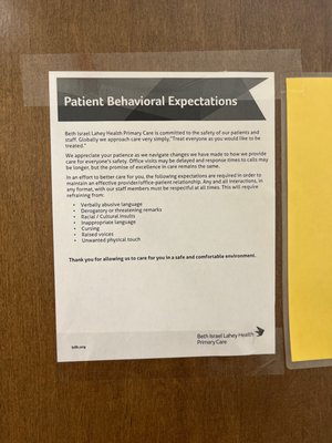 Behavioral expectations that are posted all over their office -- that none of you have followed. YOURE all the assholes