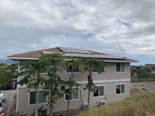 HawaiiSplitAc.com Above 8 310 Sunpower Solar + Bottom Row 10 290w Hyundai solar panels + 10kw Tabuchi Battery 11/22/19