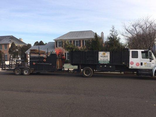 Nickett Landscaping came with large trucks and a high crew to install these lush healthy trees!