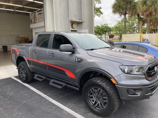 New Ford Ranger with LLumar CTX 30% Nano Film and Air 80% on the front windshield for a new first truck for a new ft Lauderdale driver