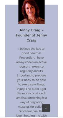 Jenny Craig Founder of Jenny Craig loves Concierge Personal Training