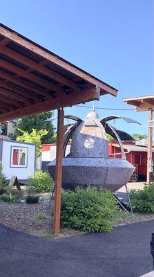 The seating area... adorned by a UFO.