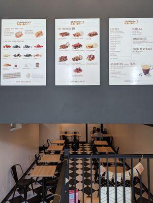 Menu board and downstairs seating