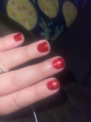 My manicure where he cut my nails way too short :( The nail polish is pretty though