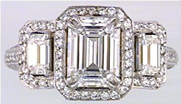 Emerald Cut Diamond Halo Micro Pave' Engagement Ring.