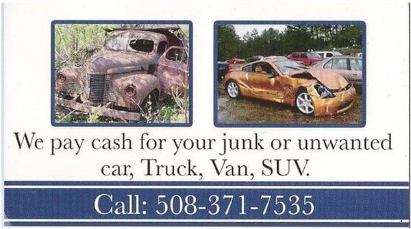 Receive Guaranteed pricing, Free Towing & Cash for Junk Car Removal