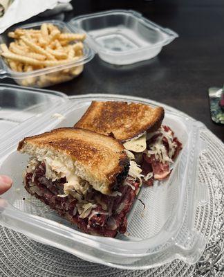 Grilled Reuben & French Fries