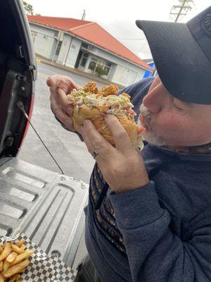 Huge bite of the po boy