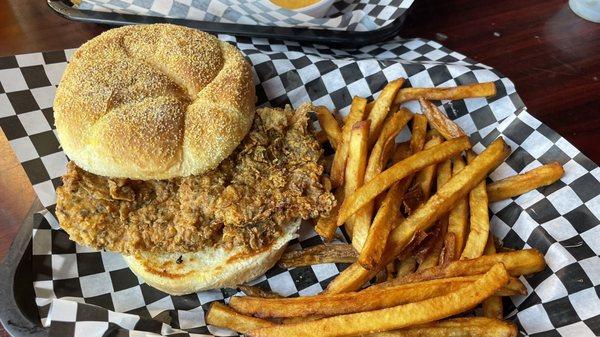 Clyde tenderloin (fried) with fresh cut fries