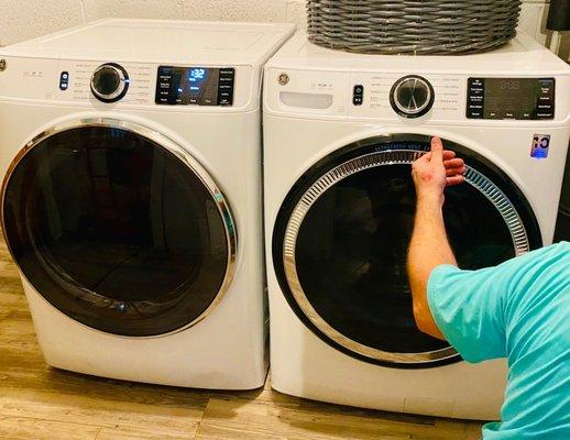 LOVE our new made in America GE washer & dryer! Just waiting on the "stacking kit"' thanks so much! :))