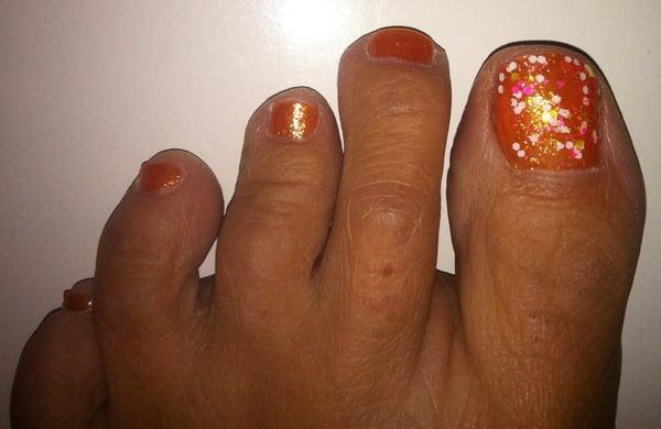 Confetti Candy Corn colored toes for fall. Thanks Ricky!