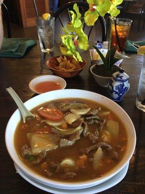 Beef curry noodle soup