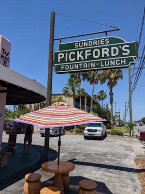 Seating out front along Hillsborough Ave