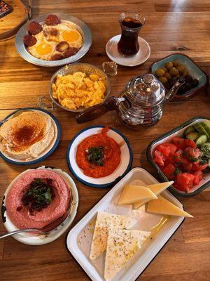 Turkish breakfast with hummus