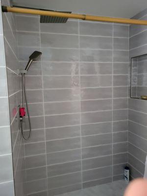 Remodeled tiled shower