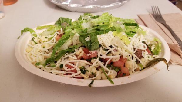 Burrito bowl w/barbacoa