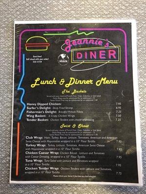 Lunch and dinner menu