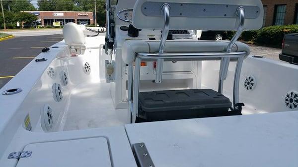 This center console boat just got 8 new Kicker Marine Lighted speakers!