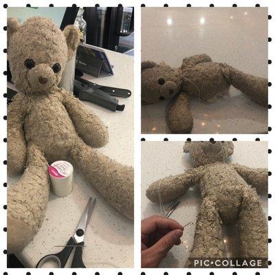 The process of fixing Mr t bear  Thank you to our customers to trust us to fix it.