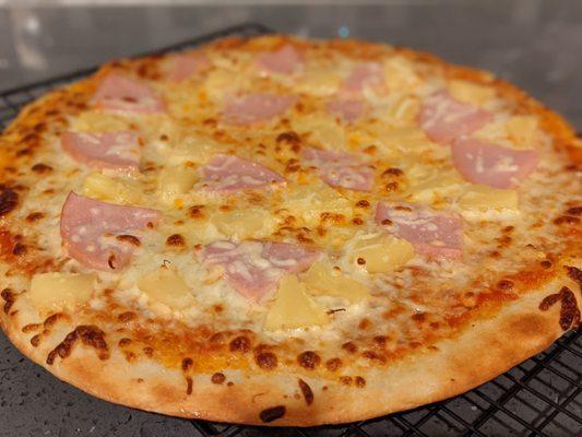 Homemade Hawaiian pizza with Tenney's dough