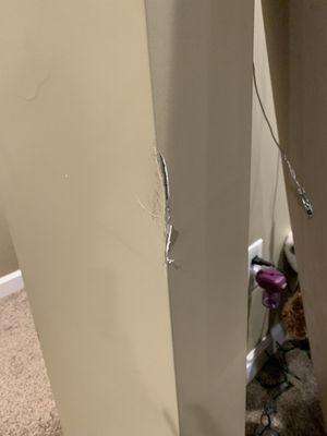 Damaged drywall from loveseat delivery.